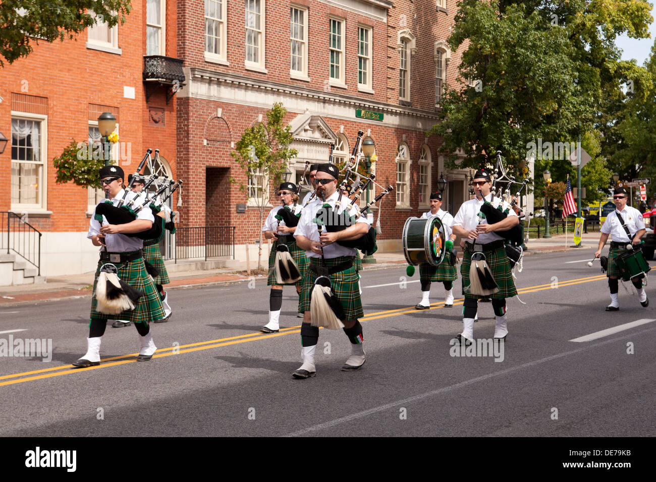 Bagpipe marching band - Pennsylvania, USA Stock Photo