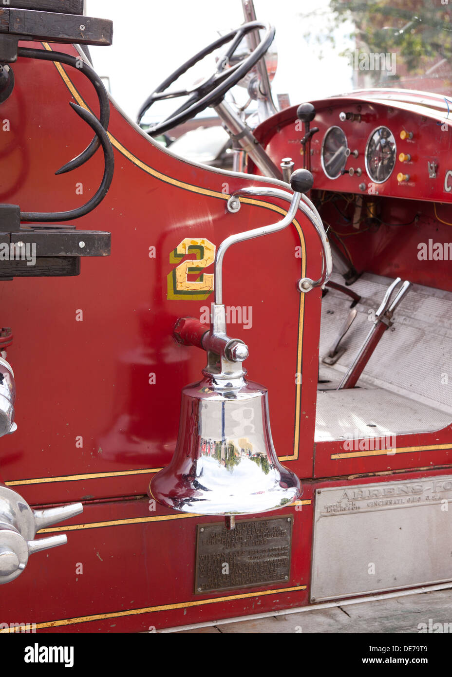 Classic chrome firetruck bell - USA Stock Photo - Alamy