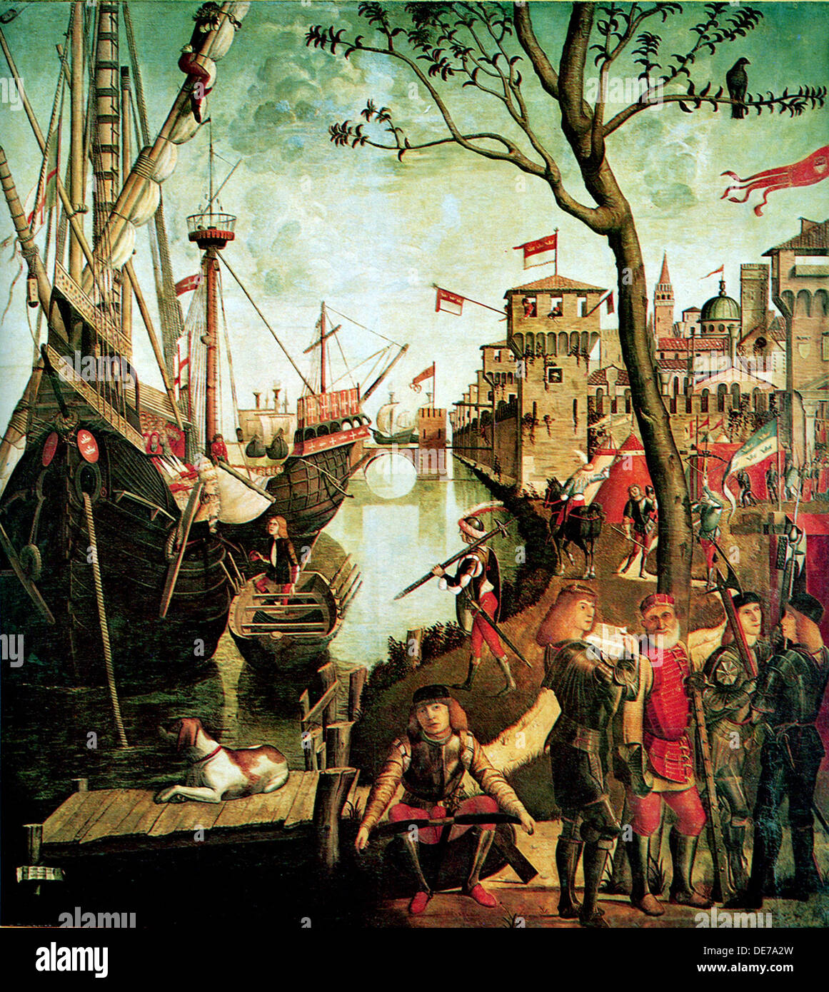 Arrival of Saint Ursula in Cologne During the Siege by the Huns (The Legend of Saint Ursula), 1490. Artist: Carpaccio, Vittore (1460-1526) Stock Photo