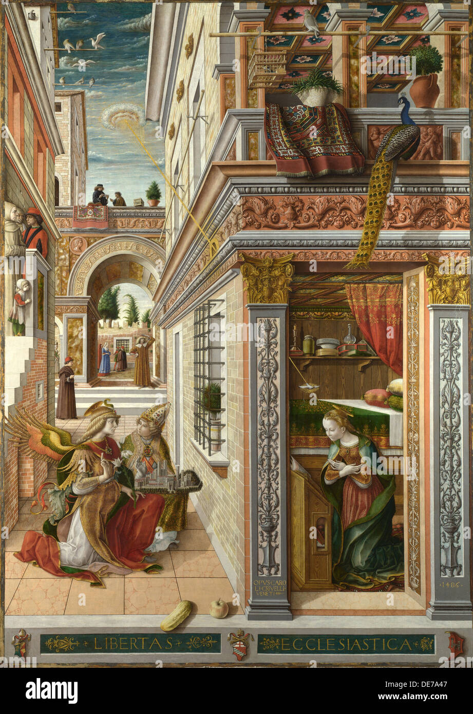The Annunciation, with Saint Emidius, 1486. Artist: Crivelli, Carlo (c. 1435-c. 1495) Stock Photo