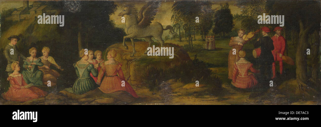 Pegasus and the Muses, c.1540. Artist: Romanino, Gerolamo (1485/6-1566) Stock Photo