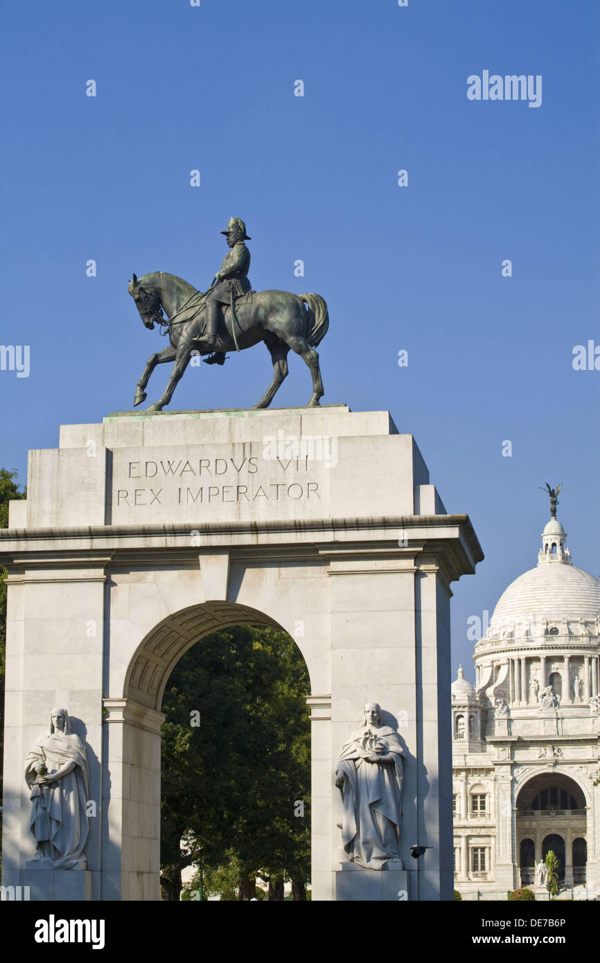 King Edward VII memorial arch with a bronze equestrian statue of the