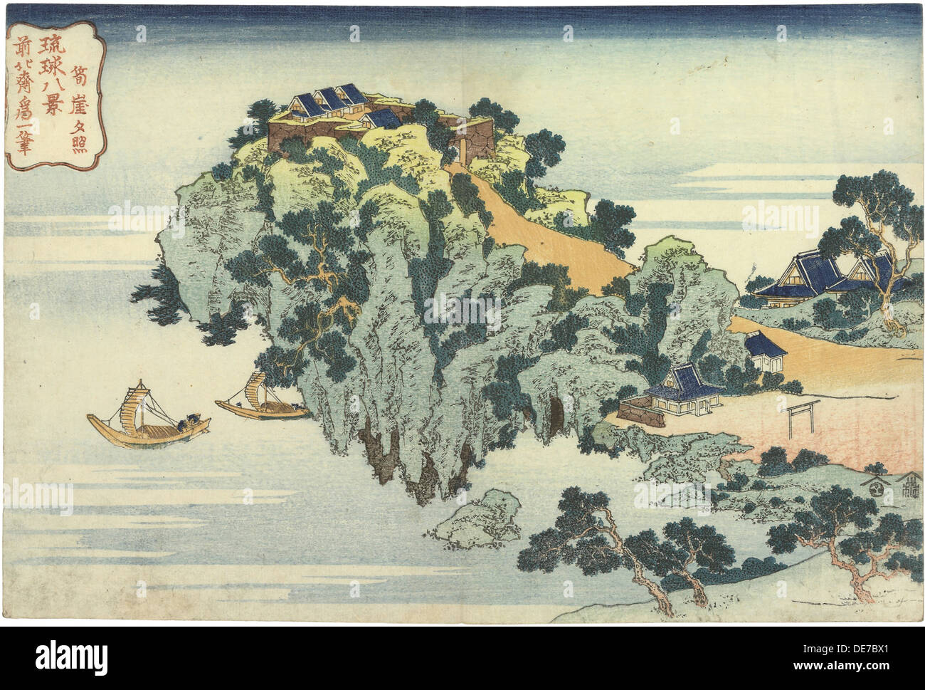 Jungai sekisho (Evening glow at Jungai). From the series Eight views of the Ryukyu Islands. Artist: Hokusai, Katsushika (1760-1849) Stock Photo