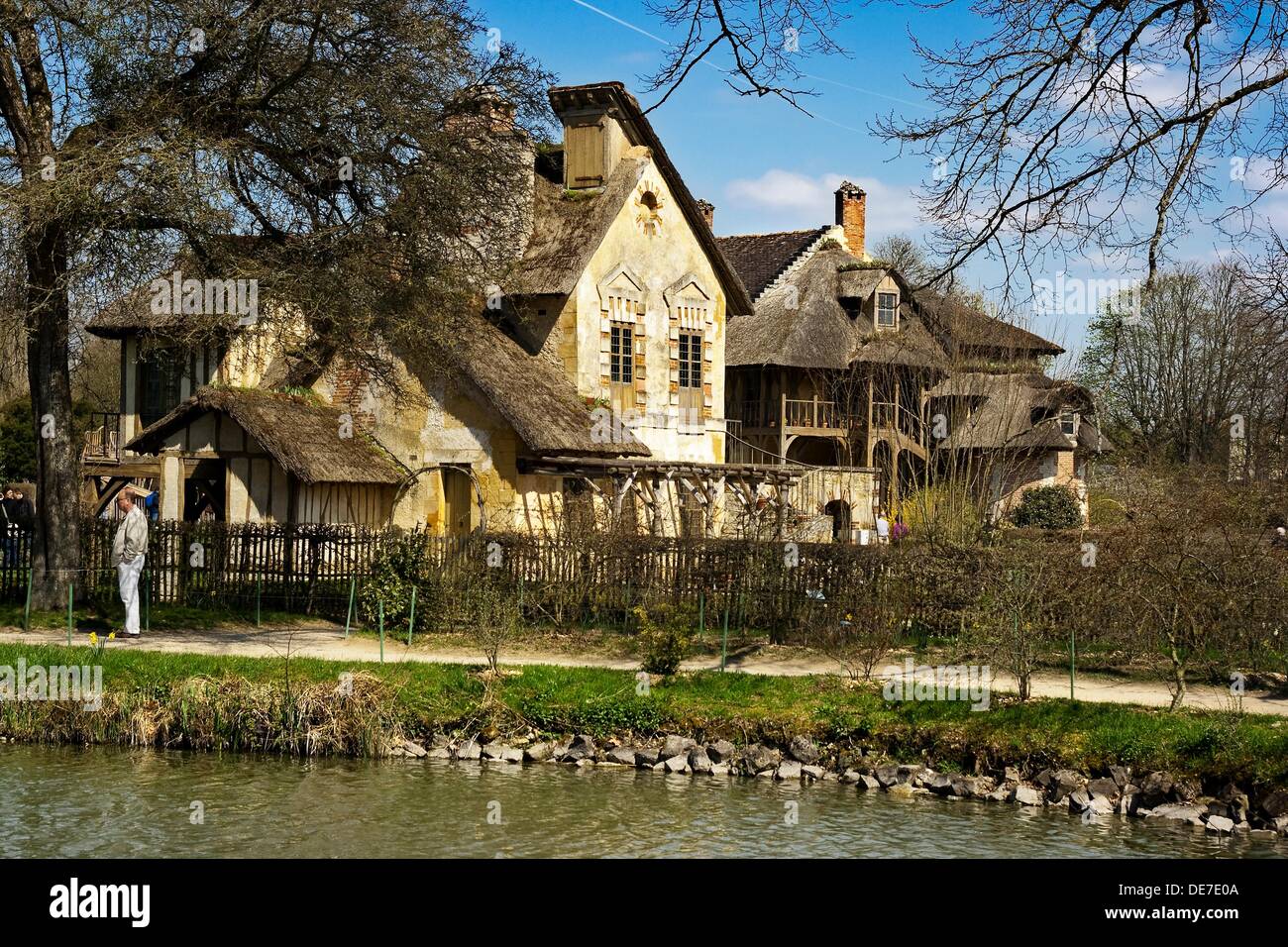 Panoramic straw farm house in the gardens of Versailles Stock Photo Alamy
