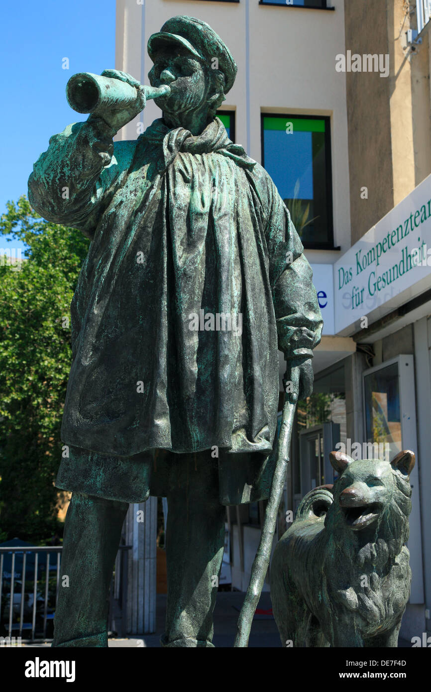 Kuhhirtendenkmal, Bronzeskulptur von Walter Kruse, Kuhhirte Fritz Kortebusch und Hirtenhund, Bochum, Ruhrgebiet, Nordrhein-Westfalen Stock Photo