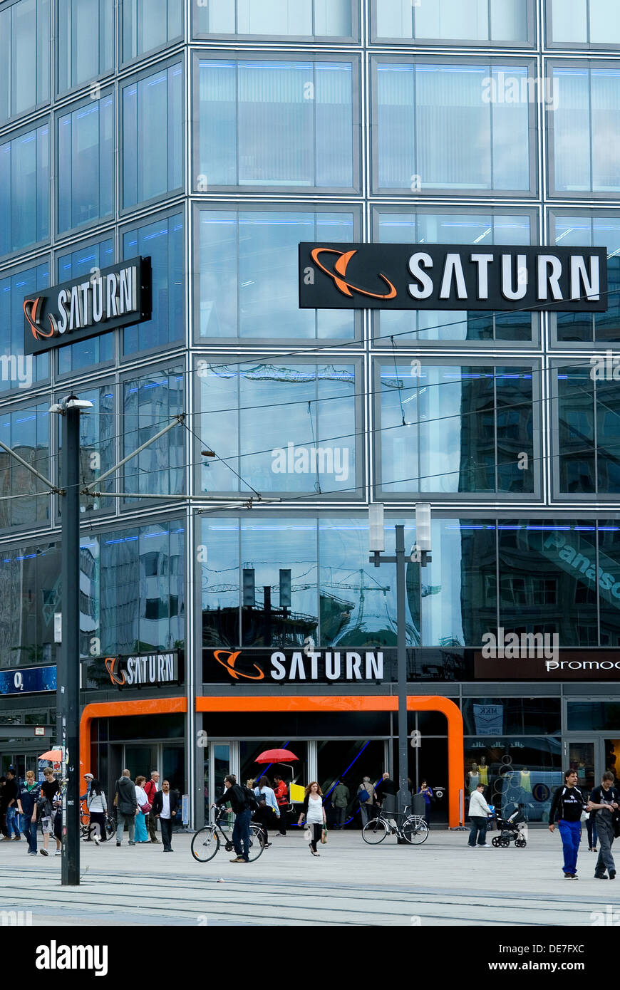 Berlin, Germany, branch of the electrician trade Saturn on Alexanderplatz Stock Photo