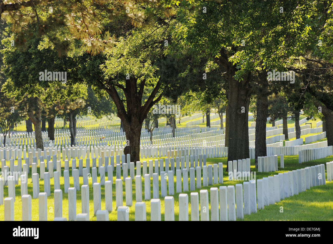 Grave markers at Fort Snelling National Cemetery in St Paul, Minnesota