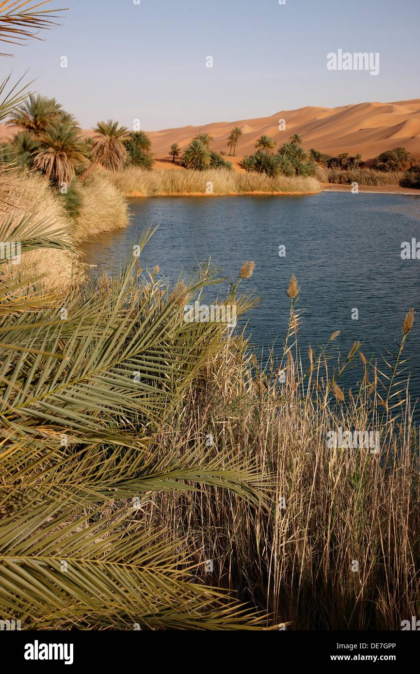 Umm all-Maa lake, Idhan Ubari, Wadi Al Hayaa, Libya Stock Photo