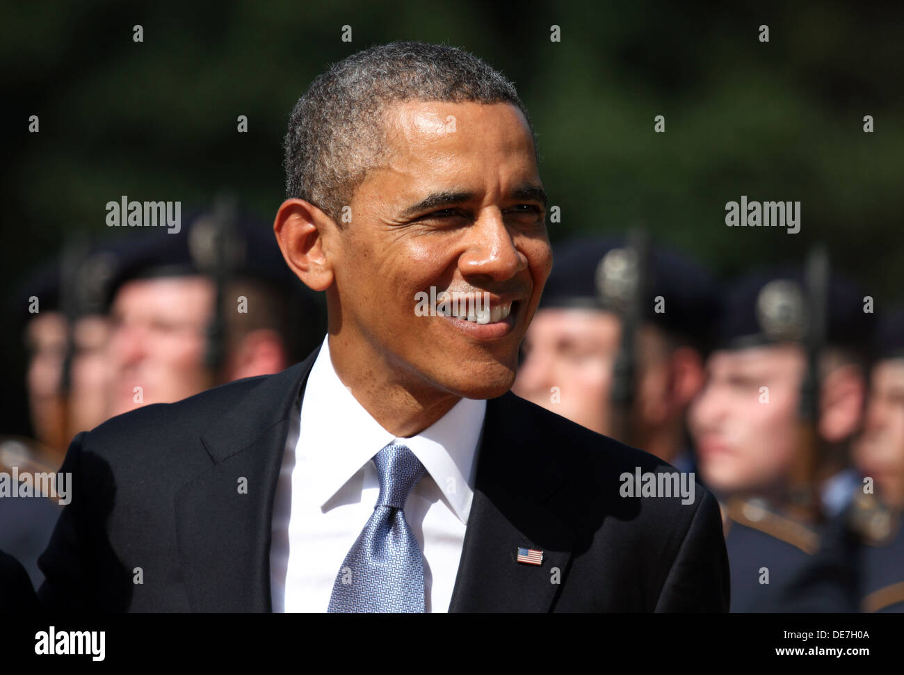 Berlin, Germany, U.S. President Barack Obama at the Bellevue Palace Stock Photo