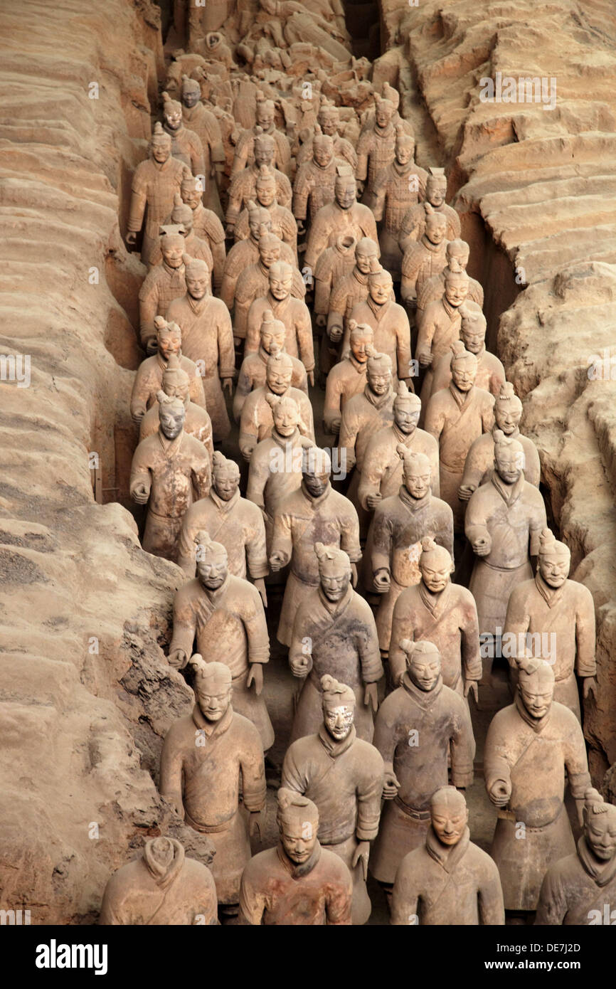 Terracotta warriors from excavations of Emperor Qin´s buried army at