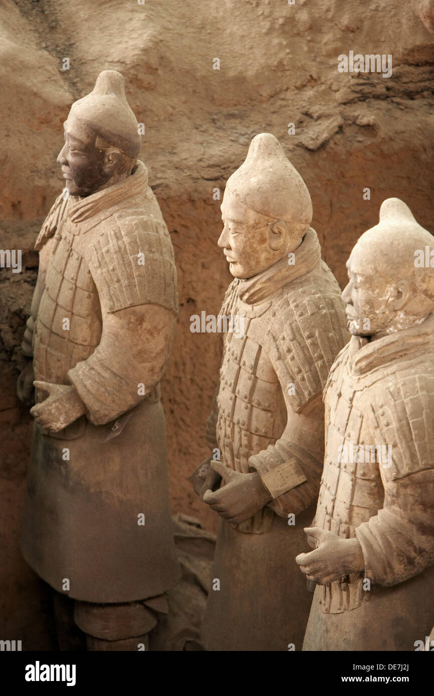 Terracotta warriors from excavations of Emperor Qin´s buried army at