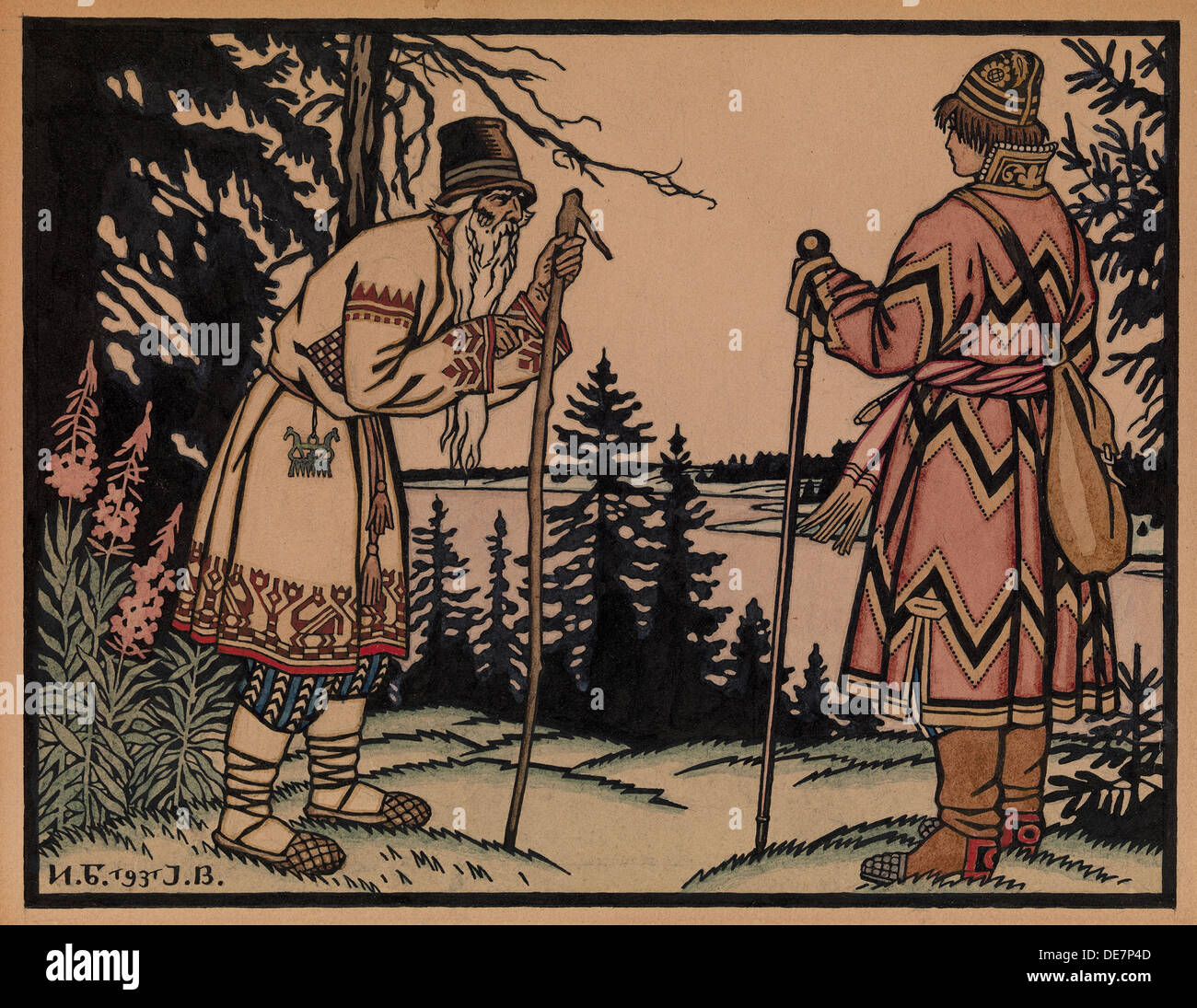 Ivan Tsarevich and Frog Princess, 1931. Artist: Bilibin, Ivan ...