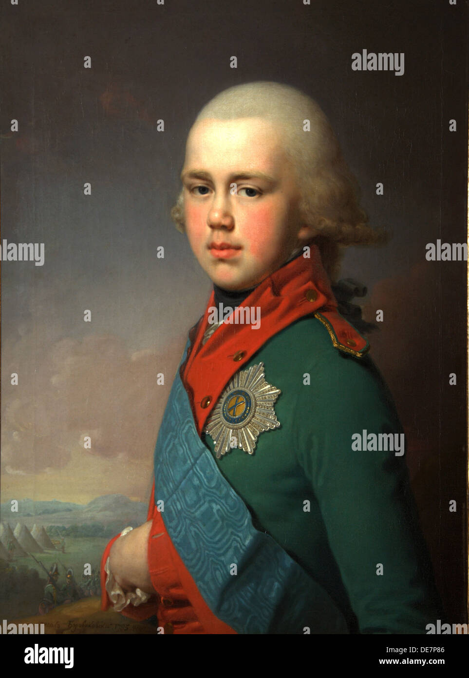 Portrait of Grand Duke Constantine Pavlovich of Russia (1779-1831), 1795. Artist: Borovikovsky, Vladimir Lukich (1757-1825) Stock Photo