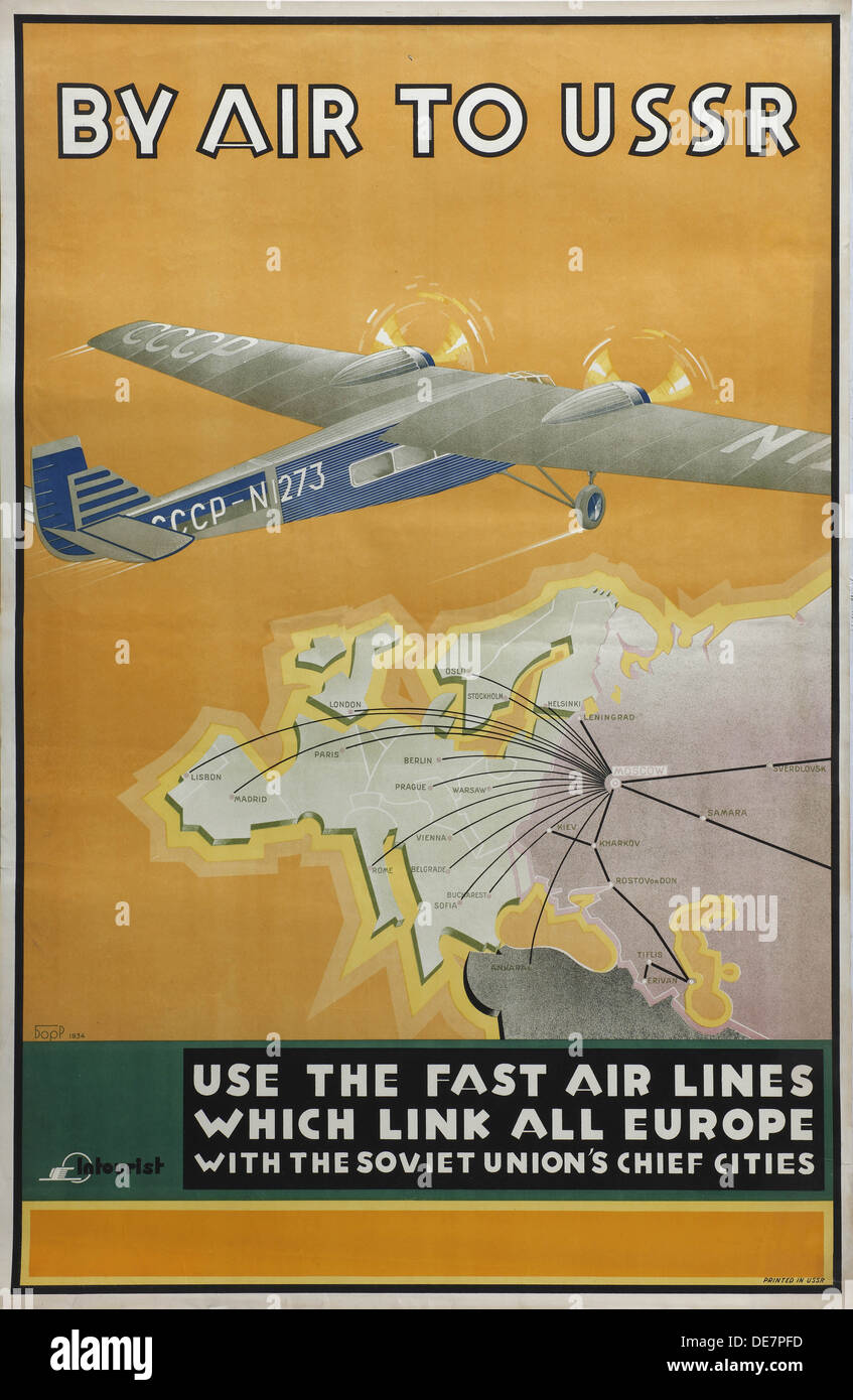 By air to USSR (Poster of the Intourist company), 1934. Artist: Bor-Ramensky, Konstantin (active 1930s) Stock Photo