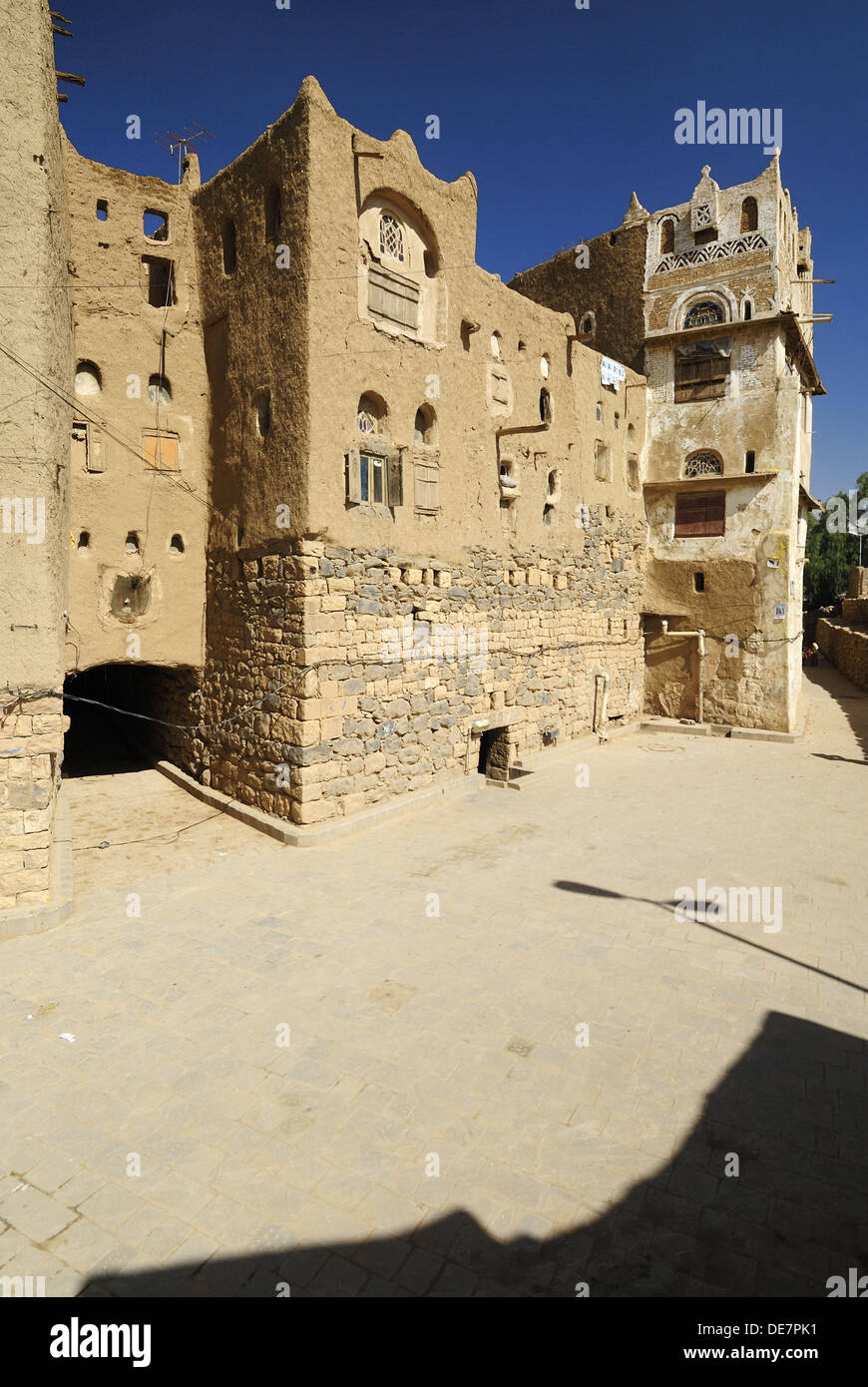 historic houses in the oldtown of Amran, Yemen, Arabia, West Asia Stock