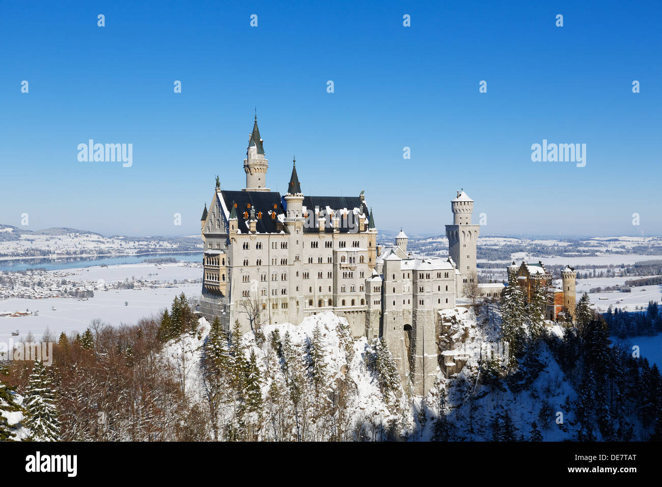 Germany, Bavaria, View of Neuschwanstein Castle Stock Photo