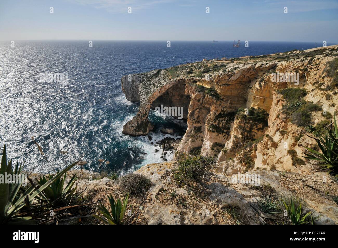 Natural bridge in Blue Grotto, is located near ´Wied izZurrieq´ south of the town of Zurrieq