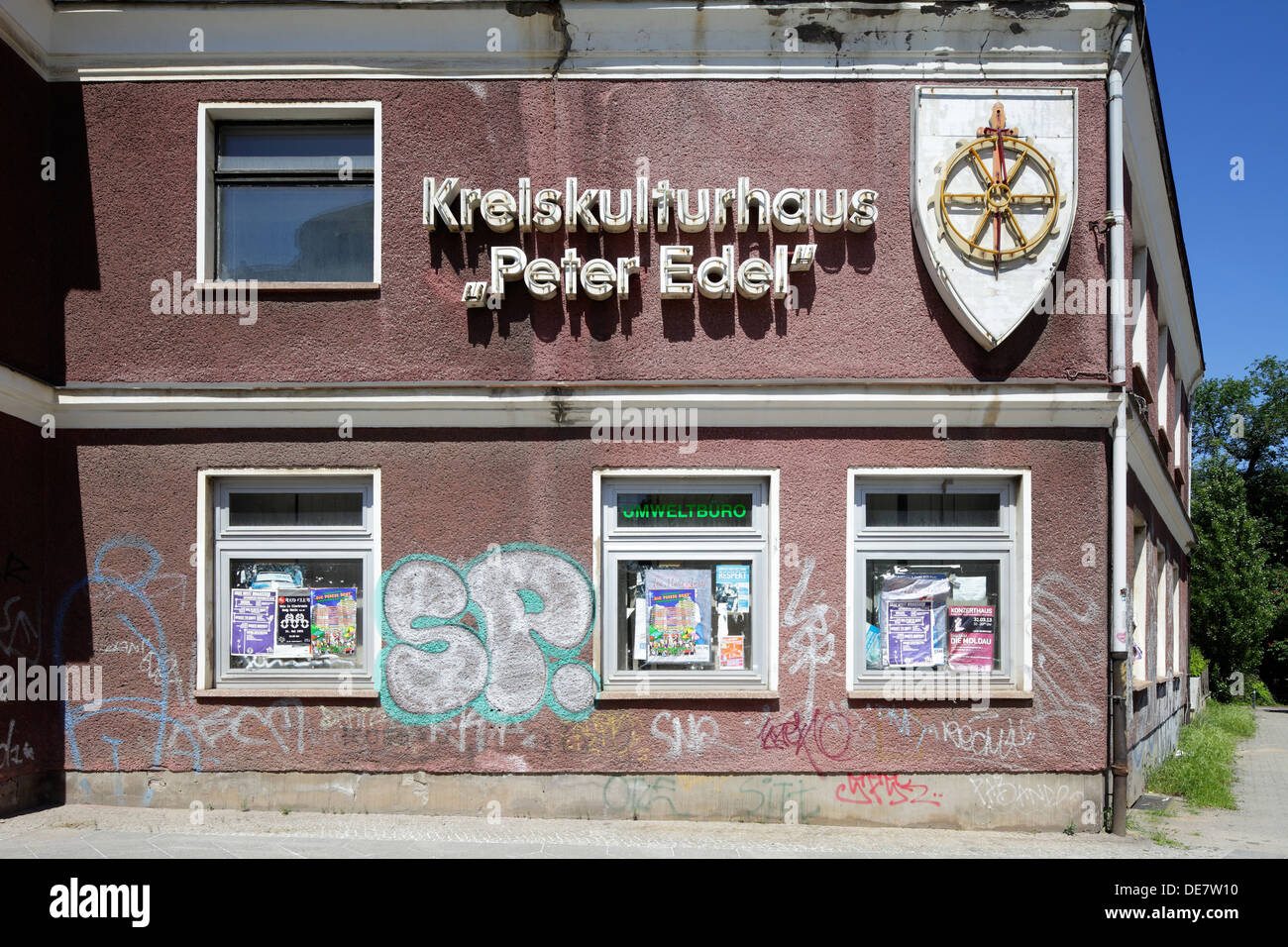 Berlin, Germany, ruin of Kreiskulturhaus Peter Edel in the Berliner Allee Stock Photo