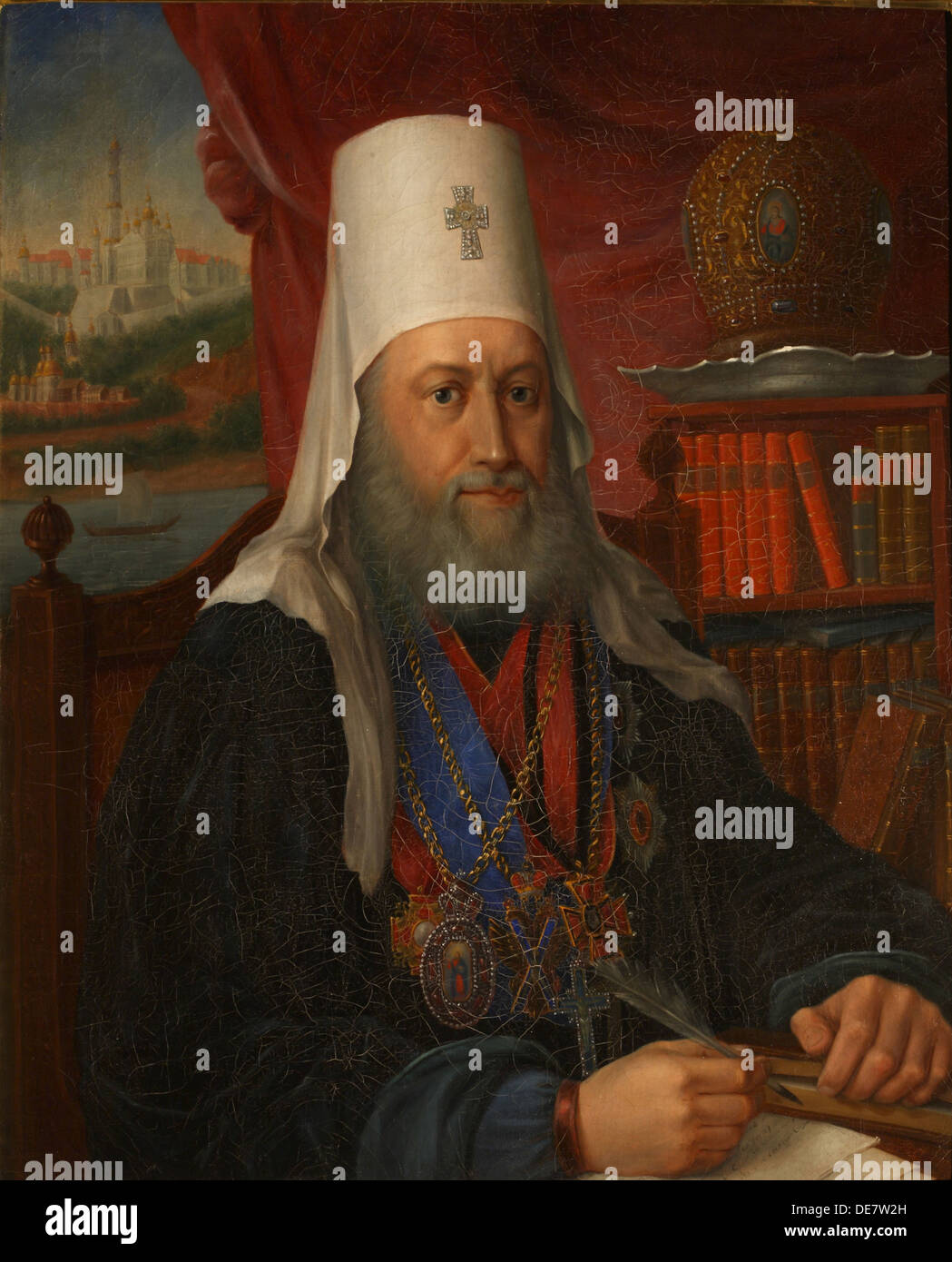 Portrait of Yevgeny Bolkhovitinov (1767-1837), Metropolitan of Kiev and Galicia, 1837. Artist: Kalashnikov, Alexei Afanasyevich (1795-1852) Stock Photo