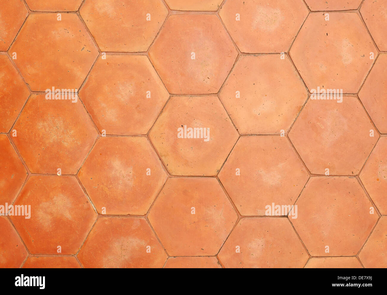hexagonal clay tiles texture background Stock Photo