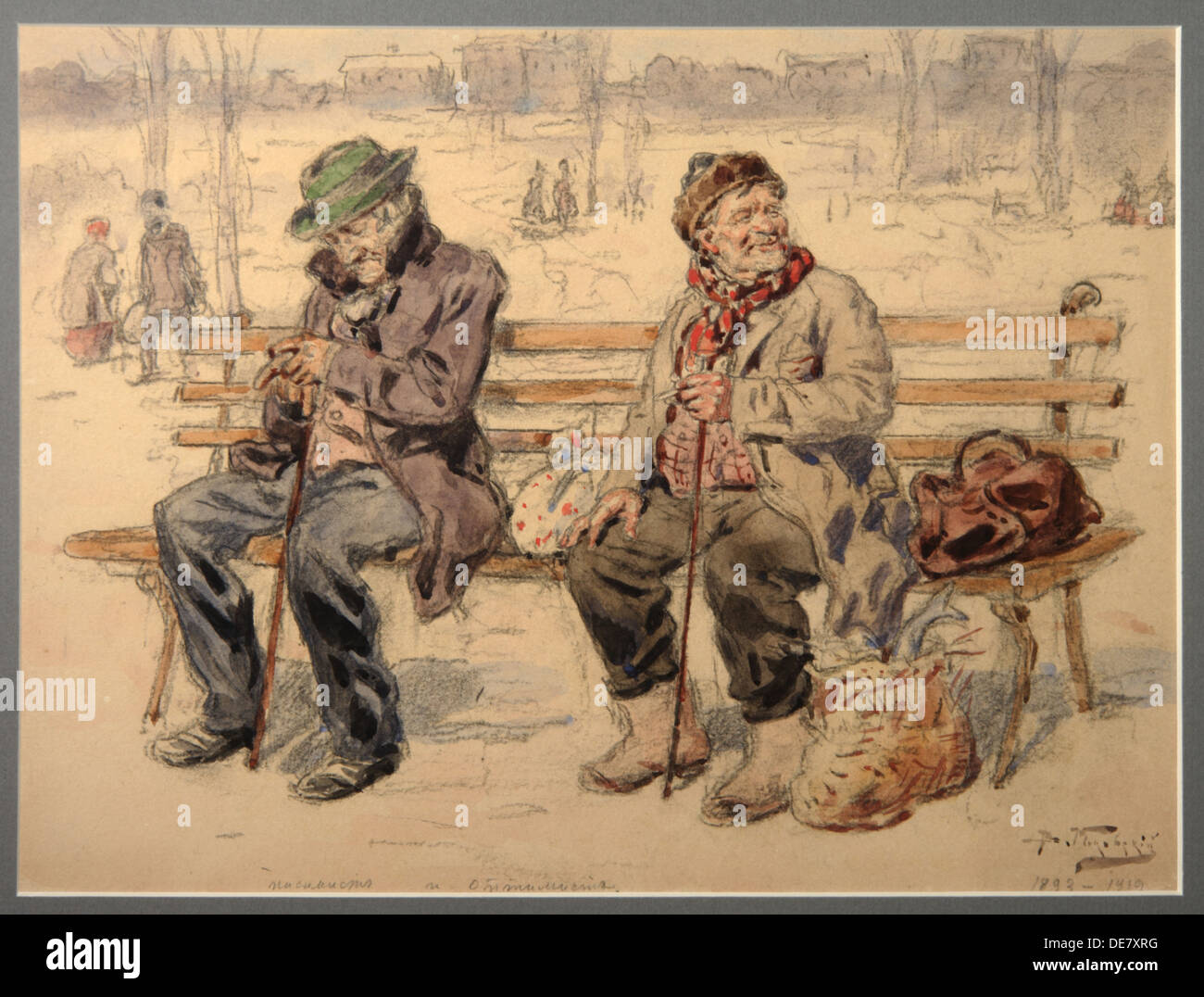 Pessimist and Optimist, 1893-1919. Artist: Makovsky, Vladimir Yegorovich (1846-1920) Stock Photo