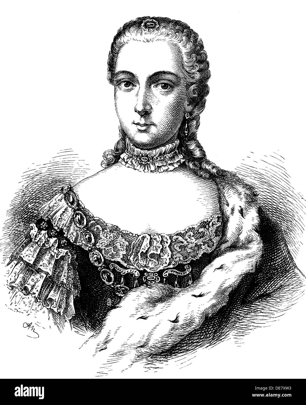 Portrait of Princess Isabella of Parma (1741-1763), Archduchess of Austria, 1861. Stock Photo