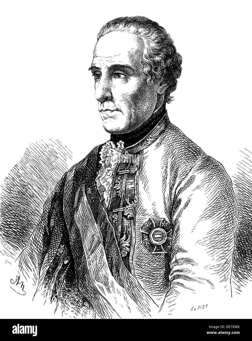 Portrait of Field Marshal Baron Ernst Gideon von Laudon (1717-1790), 1861. Stock Photo