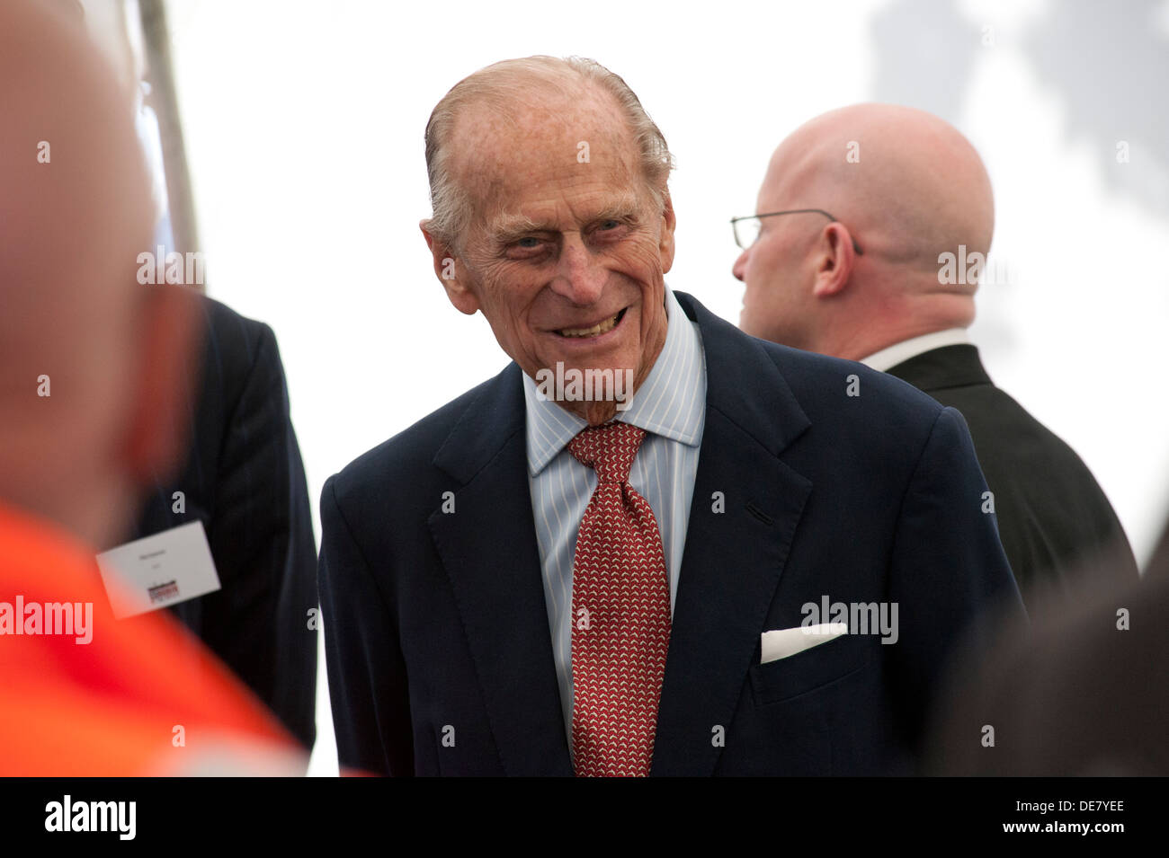 HRH Prince Philip, Duke of Edinburgh,93, visits SS Robin the worlds oldest complete steamship,Victoria Docks, London, England. Stock Photo