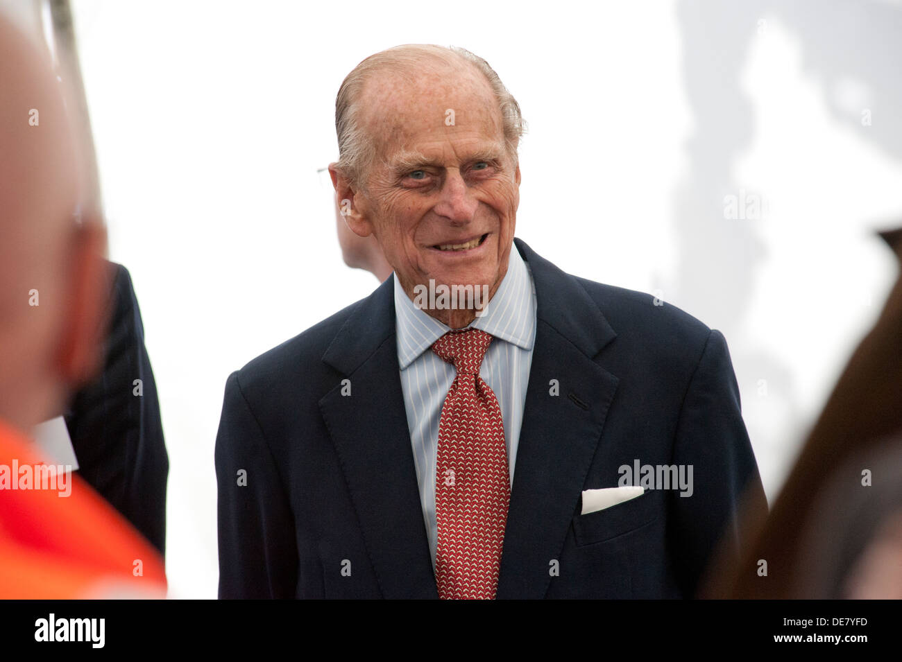 HRH Prince Philip, Duke of Edinburgh,93, visits SS Robin the worlds oldest complete steamship,Victoria Docks, London, England. Stock Photo