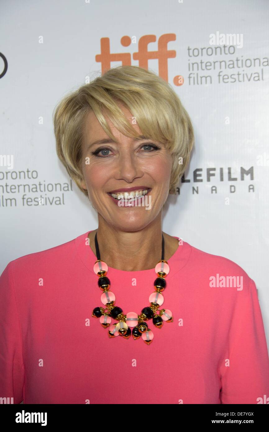 Toronto, Canada. 12th Sep, 2013. Actress Emma Thompson attends the premiere of 'The Love Punch' during the 38th annual Toronto International Film Festival aka TIFF at Roy Thomson Hall in Toronto, Canada, on 12 September 2013. Photo: Hubert Boesl Stock Photo