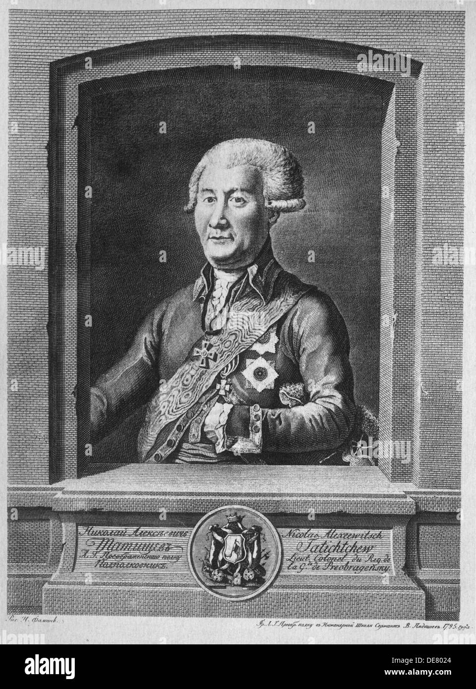 Portrait of Count Nikolay Alexeyevich Tatishchev (1739-1823), 1795. Artist: Pyadyshev, Vasily Petrovich (1758-1835) Stock Photo