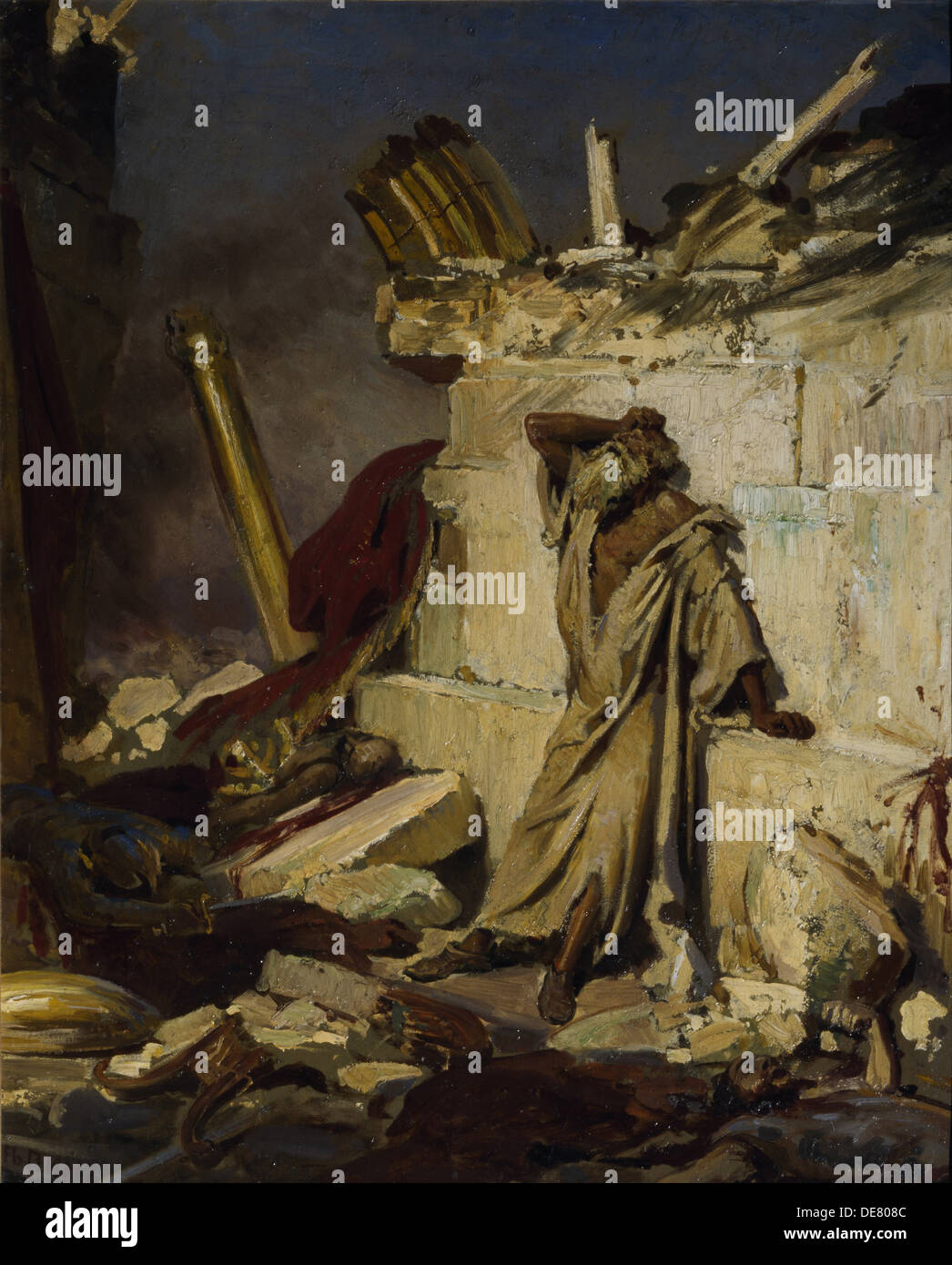 Jeremiah lamenting the Destruction of Jerusalem, 1870. Artist: Repin, Ilya Yefimovich (1844-1930) Stock Photo