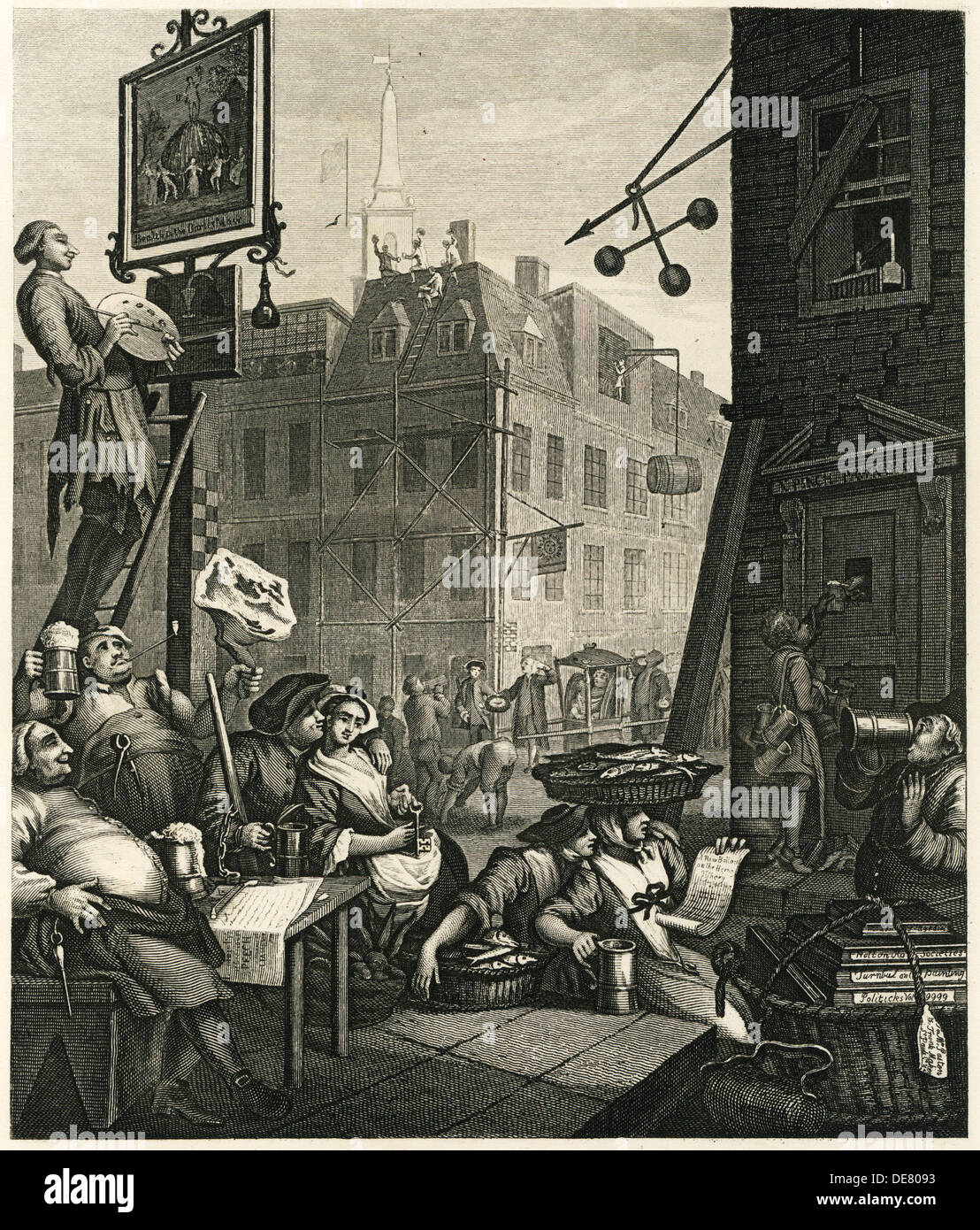 Beer Street and Gin Lane 1, 1751. Stock Photo