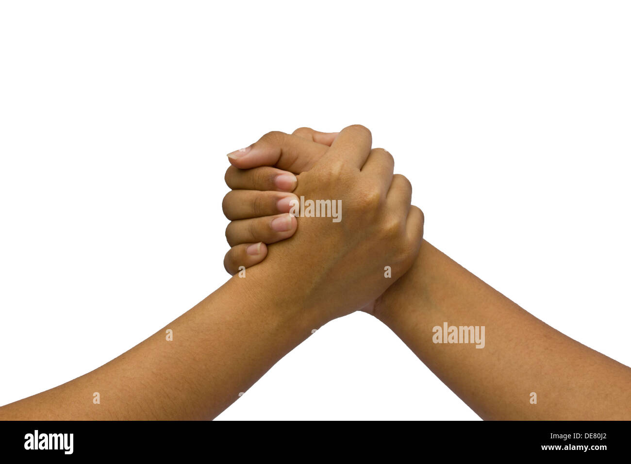 Two coupled hands, isolated on white background Stock Photo