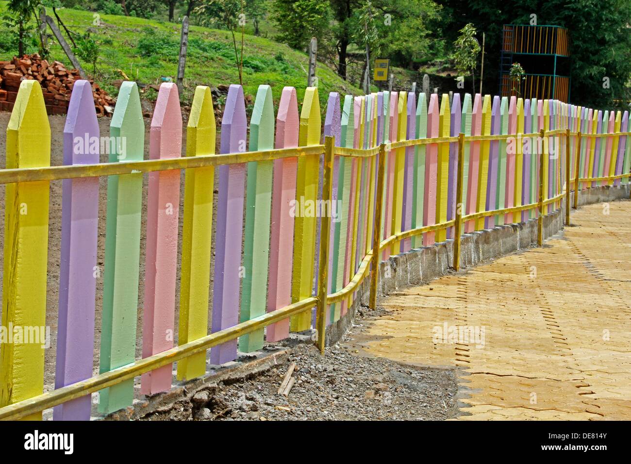 Colorful Wooden Compound, wall in a School, Pune, Maharashtra ...