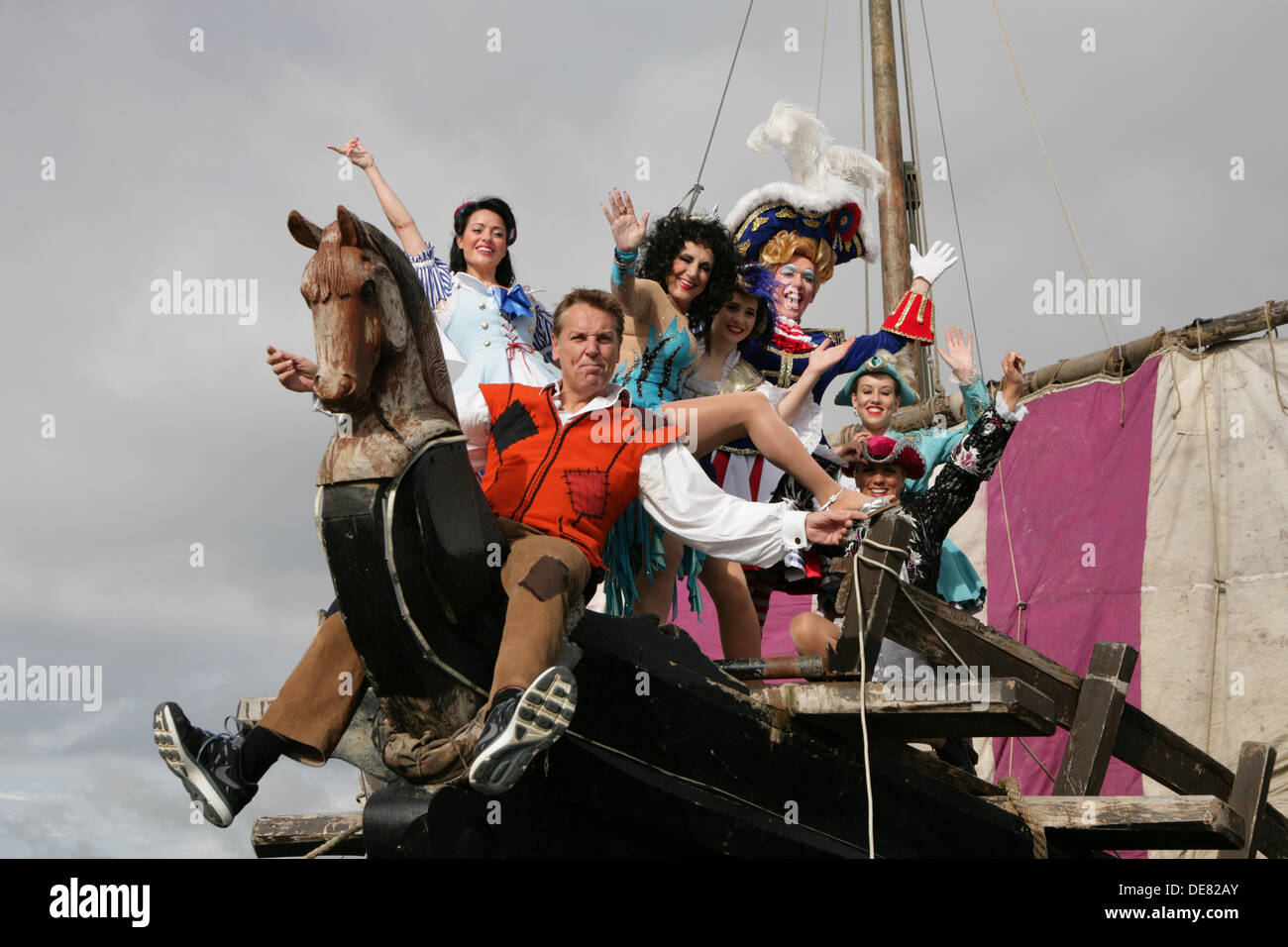 Southampton, UK. 13th September 2013. Brian Conley and Lesley Joseph and an all star cast of the Mayflower theatre panto step on board the good ship Phoenicia at the PSP Southampton Boat sho Credit: Keith larby/Alamy Live News Stock Photo