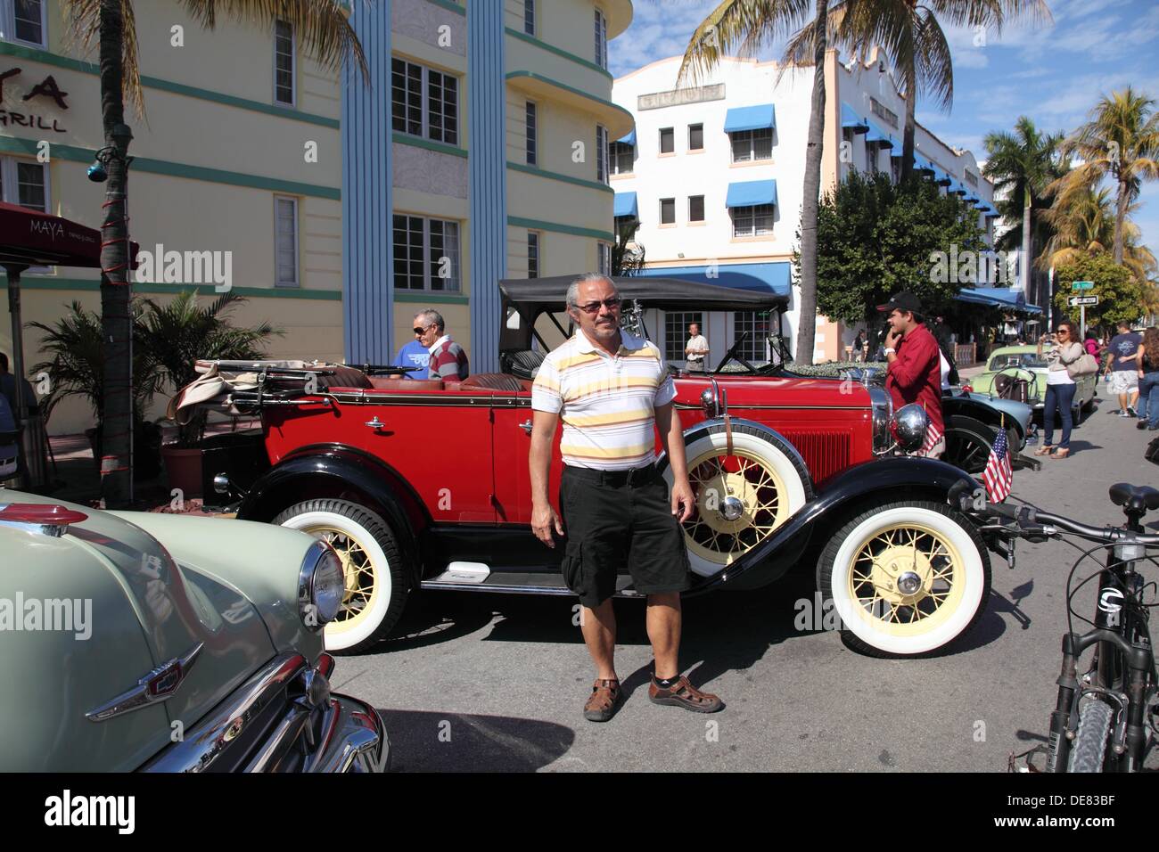 Old car at the Festival in Ocean Dr, Miami Beach, Florida, USA Stock