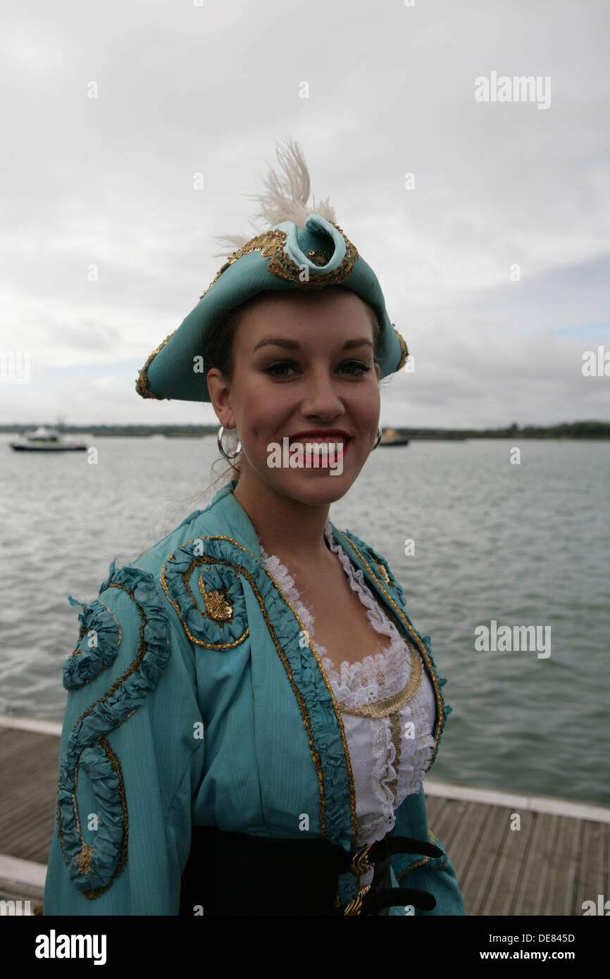 Southampton, UK. 13th September 2013. A Panto pirate from Robinson Crusoe at the  Mayflower theatre poses at the PSP Southampton Boat sho Credit: Keith larby/Alamy Live News Stock Photo