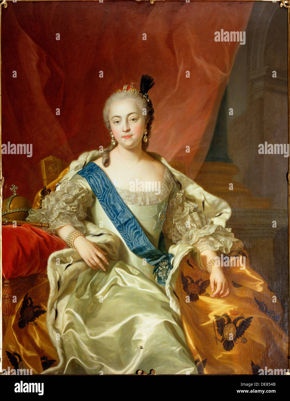 'Portrait of Empress Elisabeth Petrovna', 1760. Artist: Carle van Loo Stock Photo
