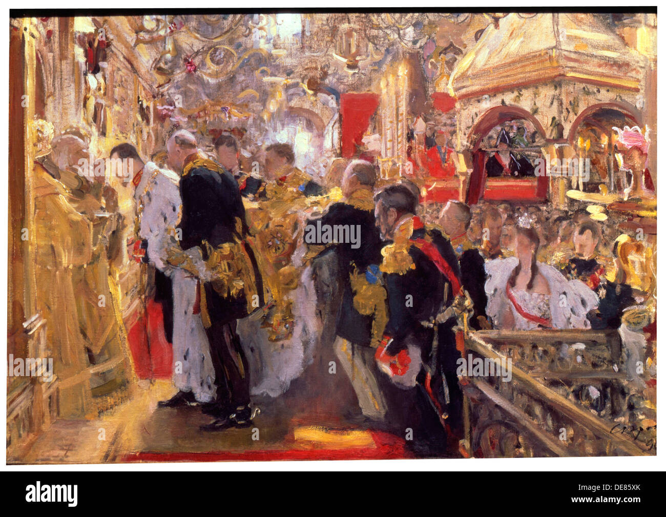 'The Coronation of Emperor Nicholas II in the Assumption Cathedral', 1896. Artist: Valentin Serov Stock Photo
