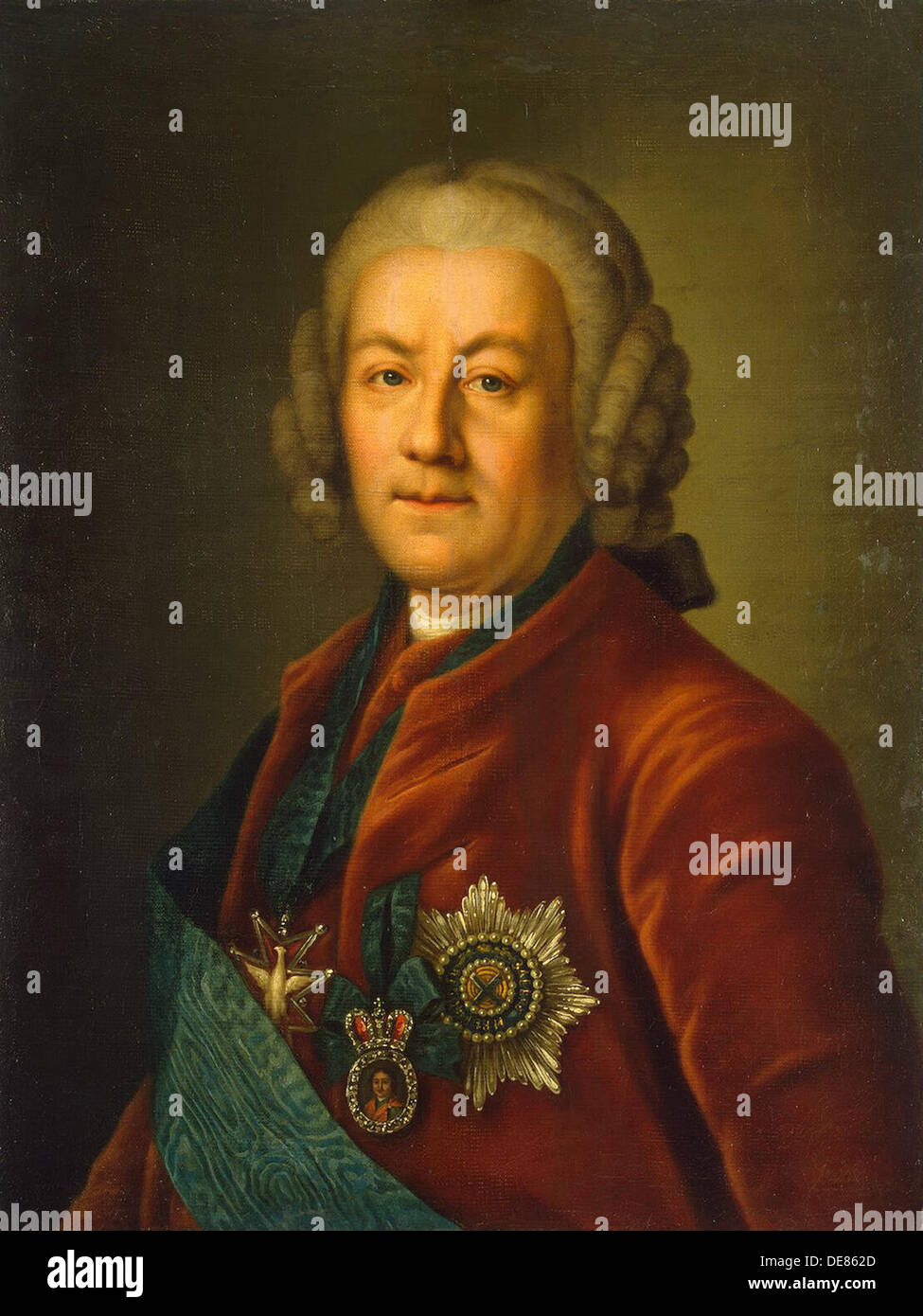 Portrait of Count Alexey Petrovich Bestuzhev-Ryumin (1693-1766), after 1757. Artist: Anonymous Stock Photo