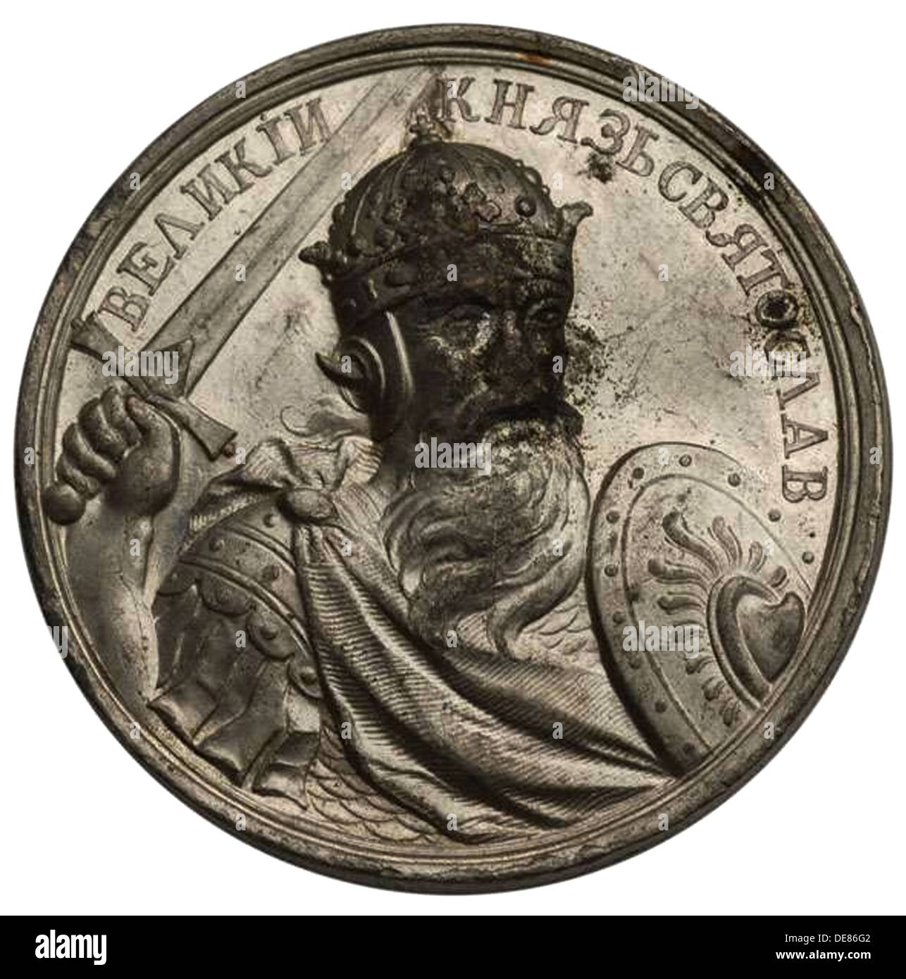 Grand Prince Sviatoslav I of Kiev (from the Historical Medal Series), 18th century. Artist: Anonymous Stock Photo