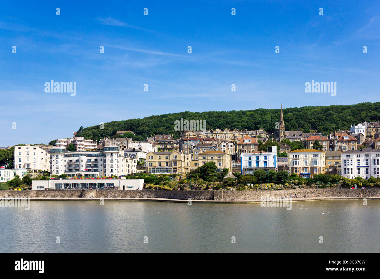 Houses on the coast above Marine Lake at WestonSuperMare, Somerset