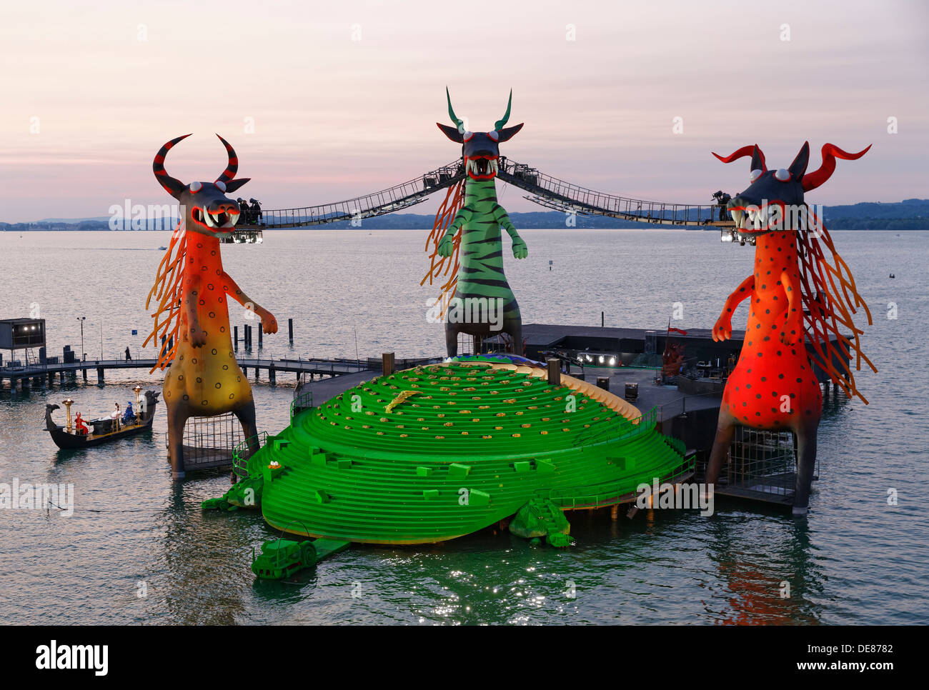 Austria, Vorarlberg, Bregenz, Dragons at Bregenz Festival Stock Photo