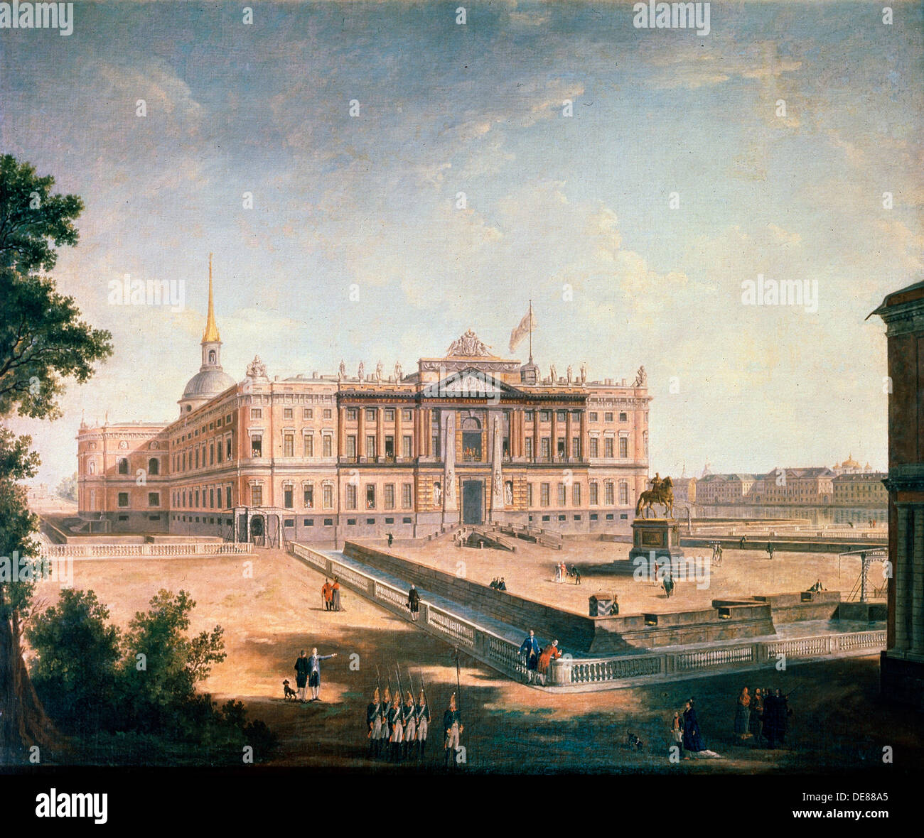 View of the Michael Palace and the Connetable Square, St Petersburg, c1800. Artist: Fyodor Yakovlevich Alexeev Stock Photo