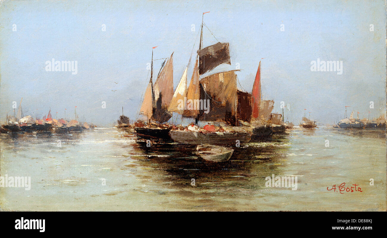 'Sailing Boats', late 17th or early 18th century. Artist: Angelo-Maria Costa Stock Photo