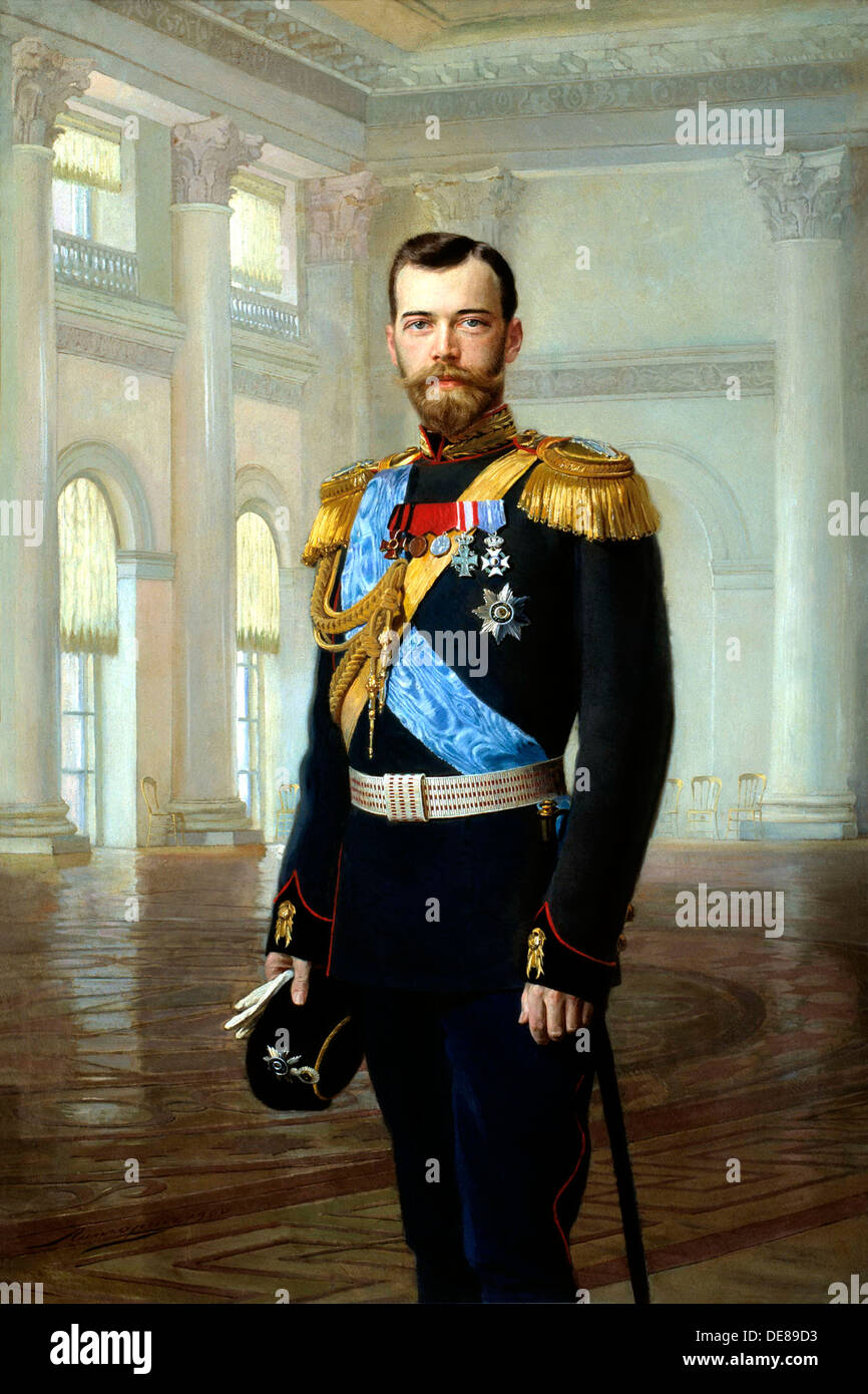 'Portrait of Emperor Nicholas II', 1900. Artist: Ernst von Liphart Stock Photo