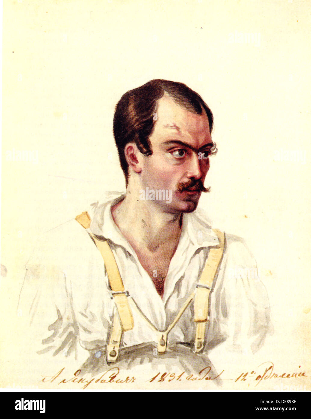 Portrait of Decembrist Alexander Ivanovich Yakubovich (1792-1845), 1831. Artist: Bestuzhev, Nikolai Alexandrovich (1791-1855) Stock Photo