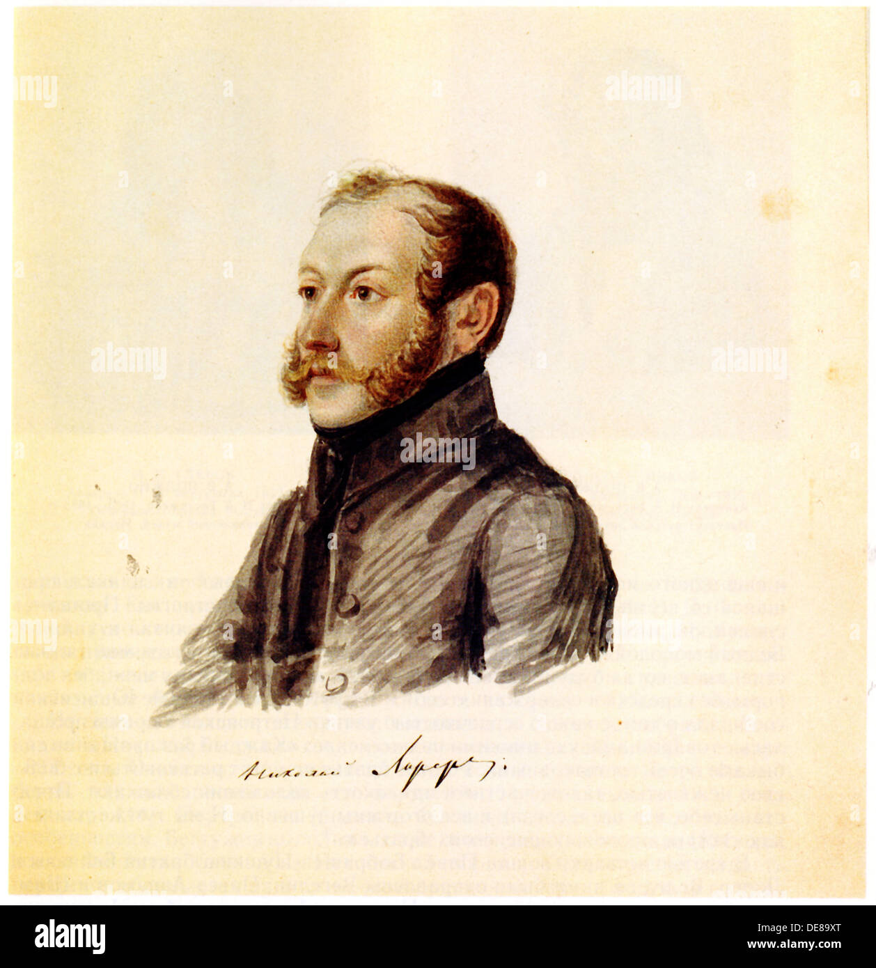 Portrait of Decembrist Nikolai Lorer (1794-1873), 1832-1833. Artist: Bestuzhev, Nikolai Alexandrovich (1791-1855) Stock Photo