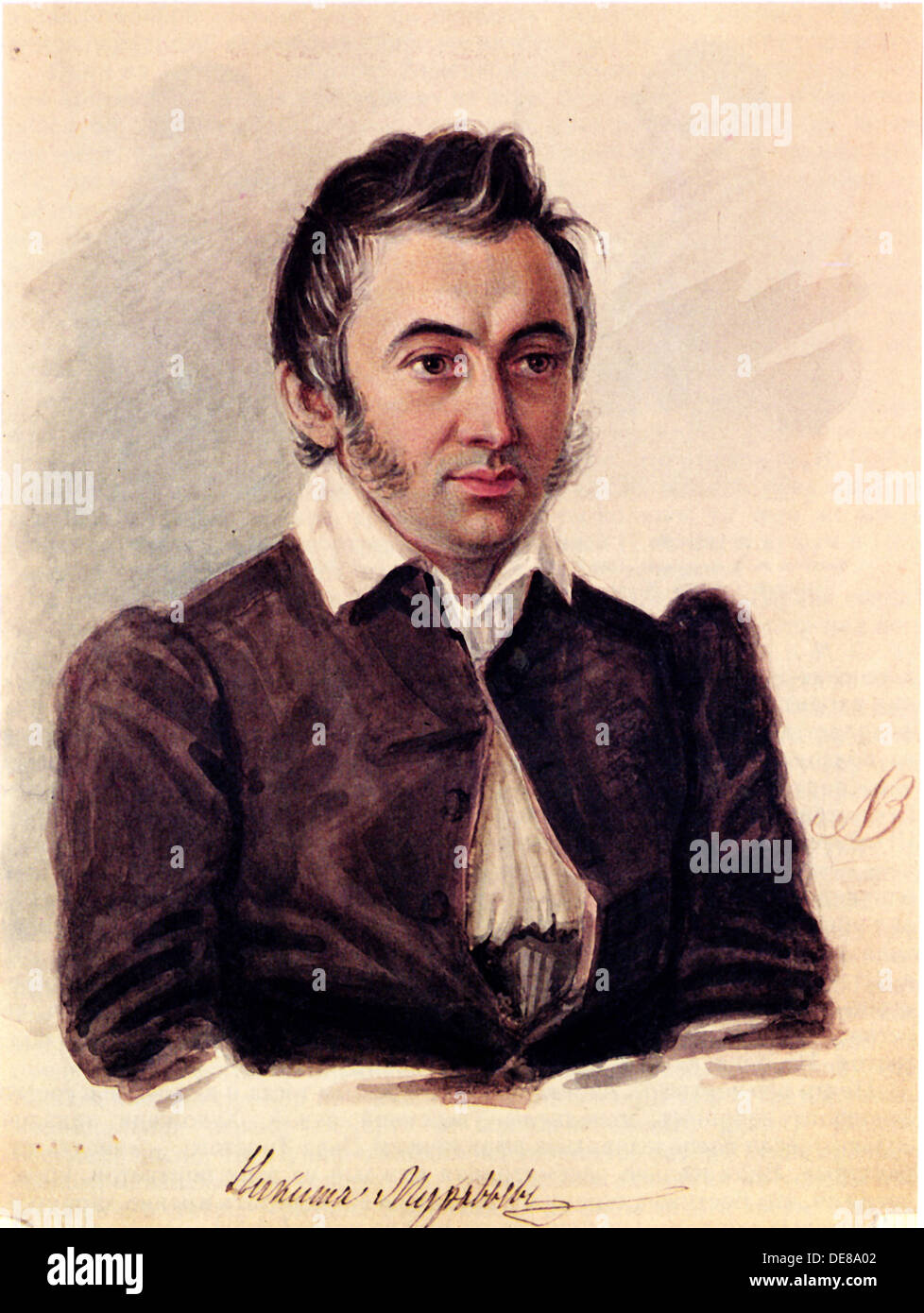 Portrait of the Decembrist Nikita Muravyov (1797-1843), 1836. Artist: Bestuzhev, Nikolai Alexandrovich (1791-1855) Stock Photo